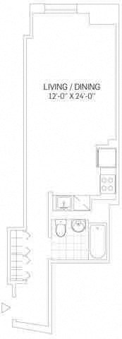 Studio 63 Studio 63-0 Bed, 1 Bath floorplan